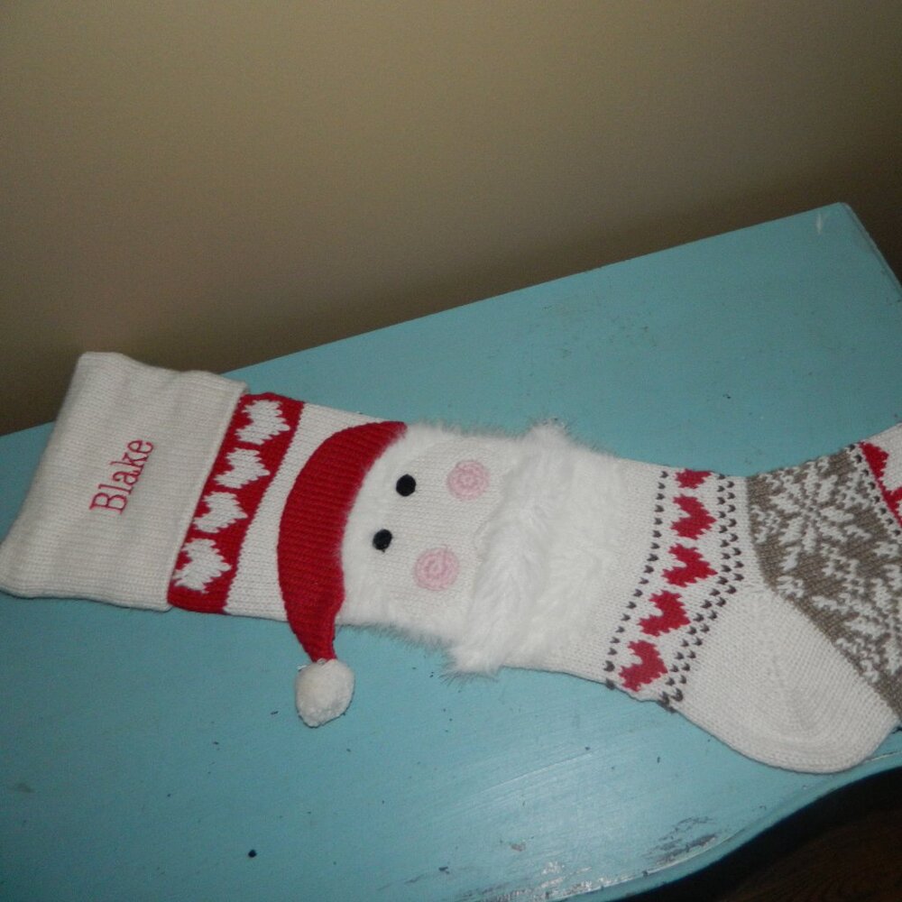 Pottery Barn Kids Fair Isle Santa Classic Stocking "Blake" (UU-7)